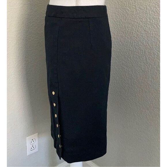 Worthington Black Pencil Skirt With Snap Button Detail Size 4 - Picture 2 of 11